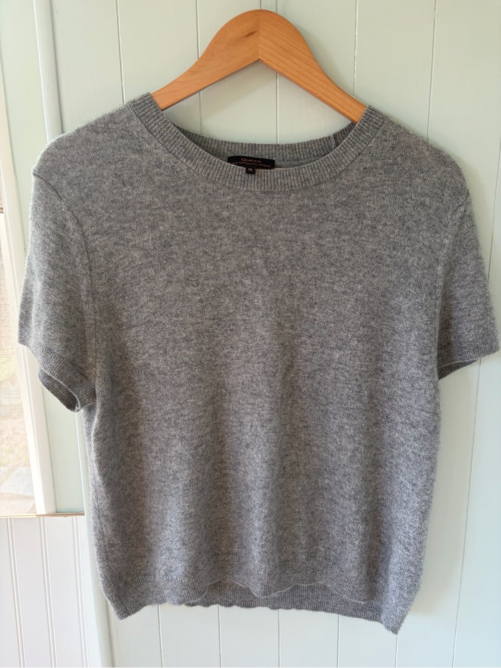 Soft Short-Sleeve Crewneck Sweater - Gray